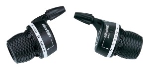  Manetki MICROSHIFT, Para, 6.rzędowe(3x6), Kompatybilne z Shimano, Twist Shifter, Indeksowanie 