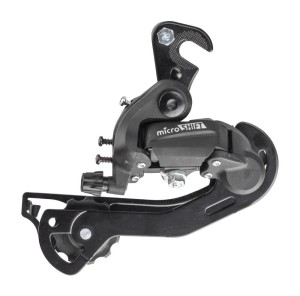  Przerzutka Tylna MICROSHIFT, 6-7.rzędowa(2/3x6/7), Kompatybilna z Shimano, Długi Wózek, Max. Tryb 28-30T, Min. Tryb 13-14T, Pojemność 43T, Kompozyt, Montowana na Haku