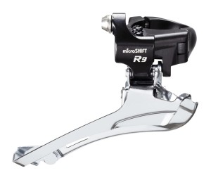  Przerzutka Przednia MICROSHIFT R9, 9.rzędowa(2x9), Kompatybilna z Shimano, Mocowanie Obejma, Zęby Górne 46-52T, Pojemność 16T